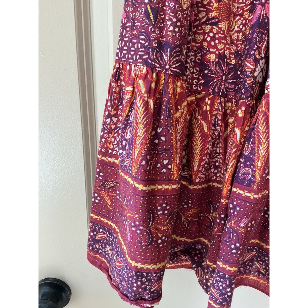 Ulla Johnson Mari Cotton Blend Red Burgandy Floral Trapeze Sleeveless Midi Dress - Picture 2 of 8